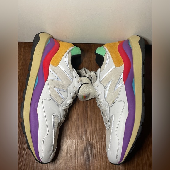 New Balance Other - New Balance White Sneakers with Purple, Red, Yellow & Green Accents